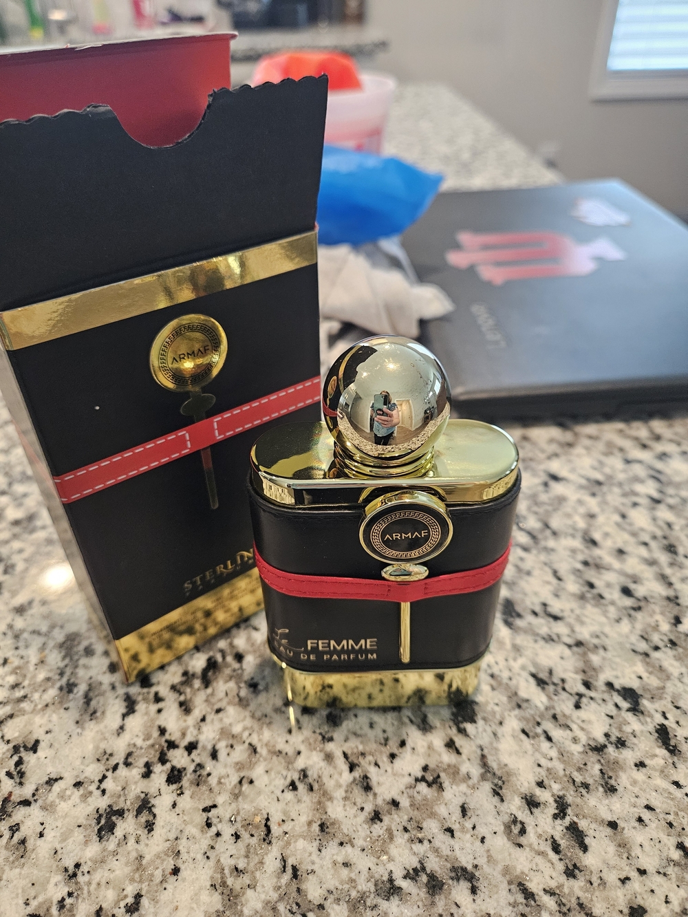 Lena Le Femme Black & Gold Box with Red Band